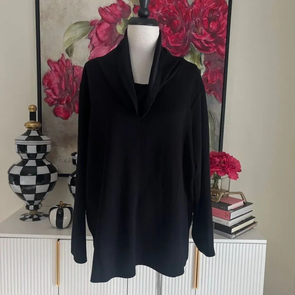 Magaschoni Women's Long Sleeve Pullover Hoodie Sweatshirt Black Size 1X